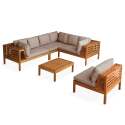 Gartenlounge-Set für 6 Personen mit Tisch aus FSC®-zertifiziertem Eukalyptusholz