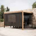 Bioklimatische Anbaupergola 4x3m aus Aluminium in Holzoptik mit 1, 2 oder 3 Jalousien
