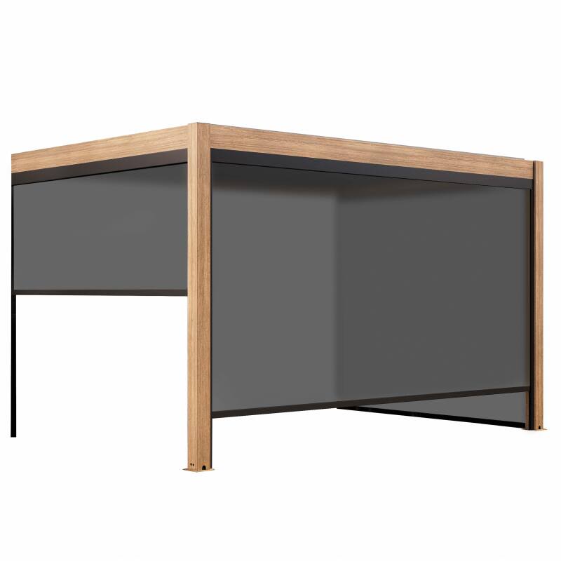 Bioklimatische Anbaupergola 4x3m aus Aluminium in Holzoptik mit 1, 2 oder 3 Jalousien