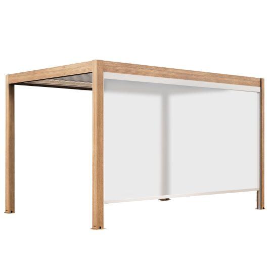 Selbsttragende bioklimatische Pergola, 4 x 3 m, motorisiert/beleuchtet, Dach aus weißem Aluminium in Holzoptik mit 1, 2 oder 3 J