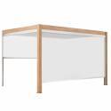 Angebaute bioklimatische Pergola, 4 x 3 m, motorisiert, Dach aus weißem Aluminium in Holzoptik mit 1, 2 oder 3 Jalousien