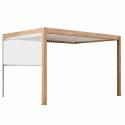 Angebaute bioklimatische Pergola, 4 x 3 m, motorisiert, Dach aus weißem Aluminium in Holzoptik mit 1, 2 oder 3 Jalousien