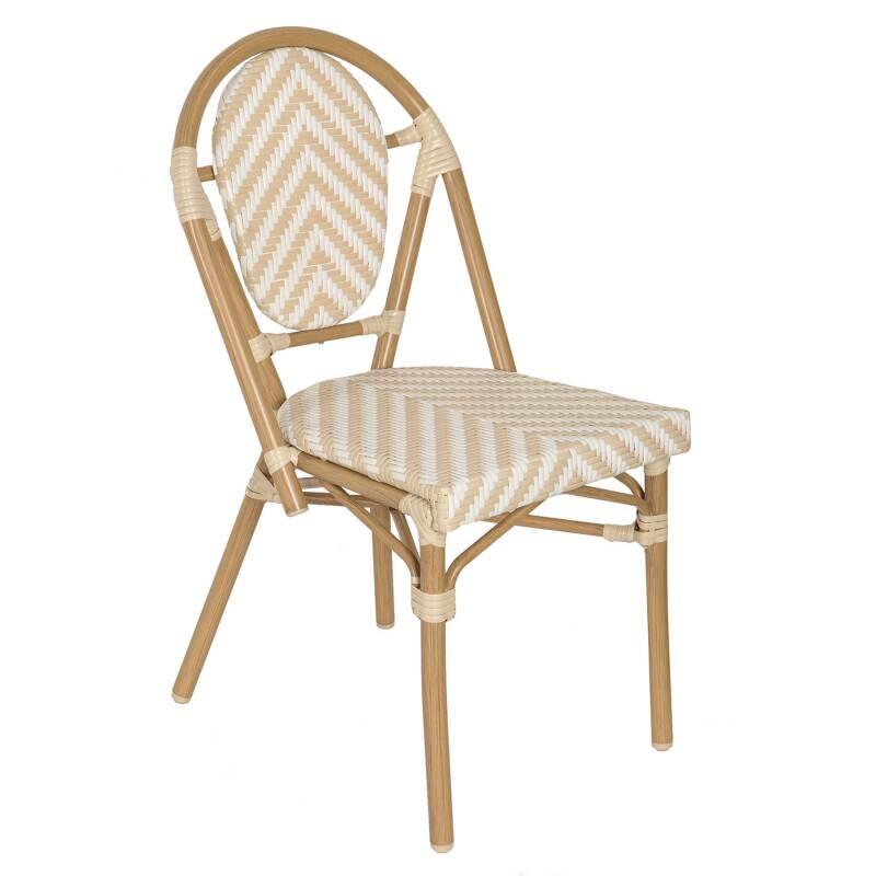 Gartenstuhl im Pariser Bistro-Stil aus Aluminium und synthetischem Rattan