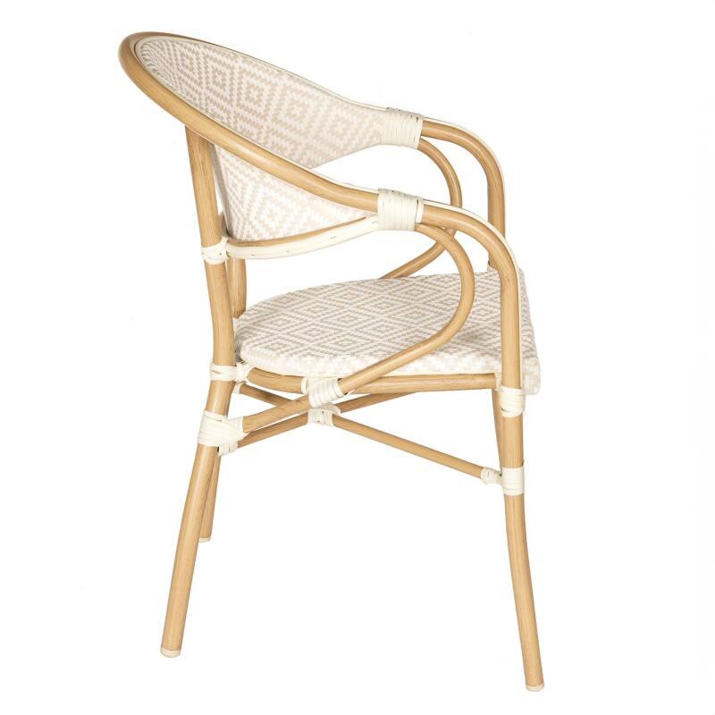 Gartenstuhl im Pariser Bistro-Stil aus Aluminium und synthetischem Rattan