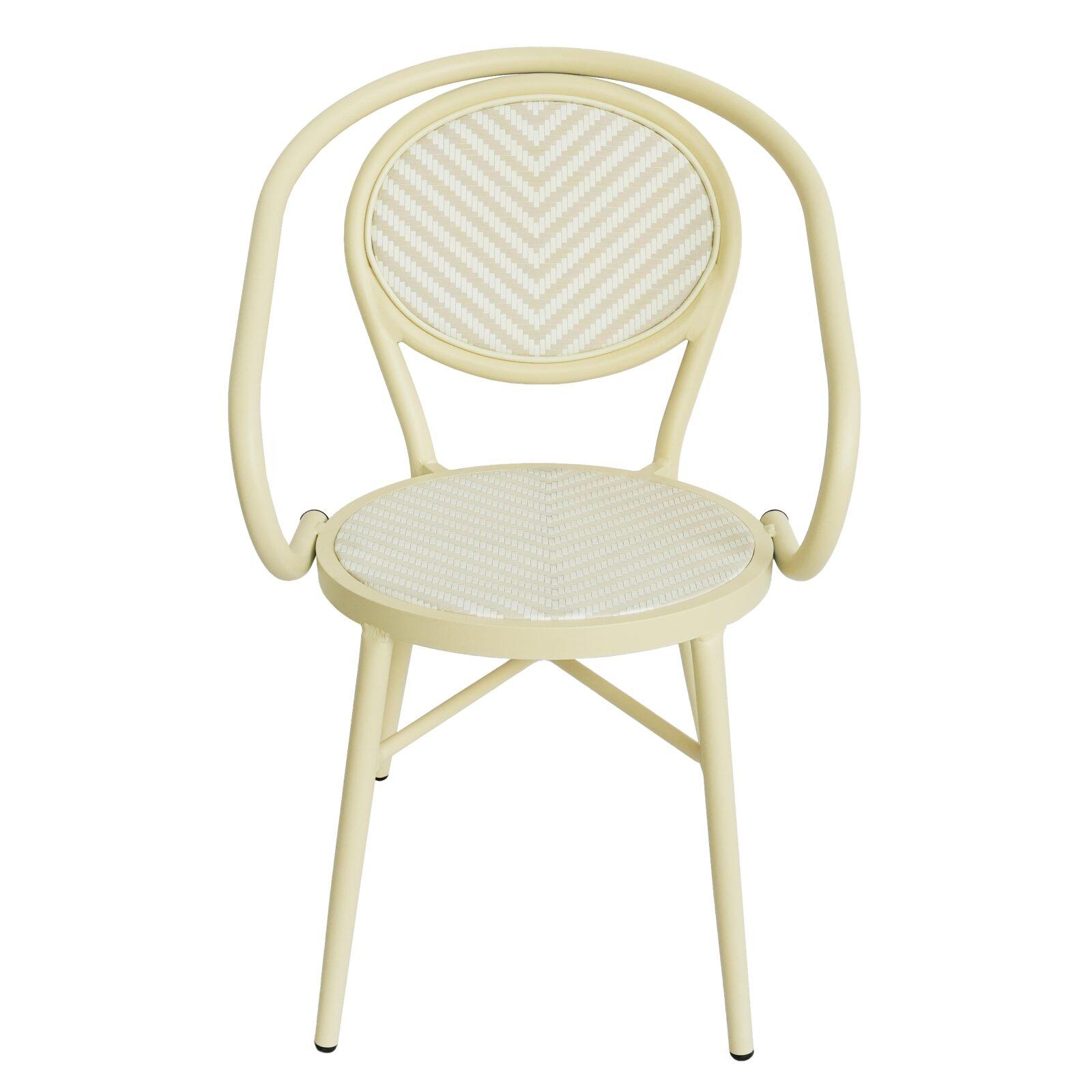 Gartenstuhl im Pariser Bistro-Stil aus Aluminium und synthetischem Rattan