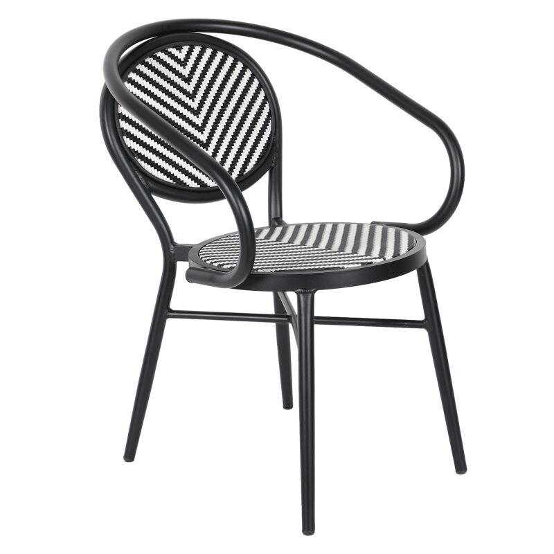 Gartenstuhl im Pariser Bistro-Stil aus Aluminium und synthetischem Rattan