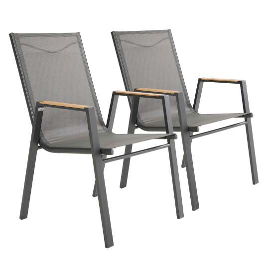 Gartenstuhl aus Aluminium und Textilene – 2er-Set
