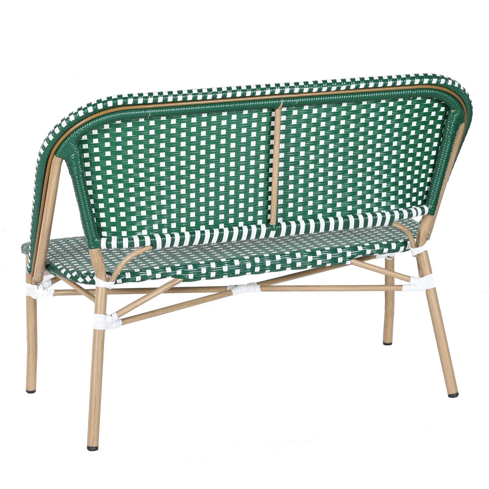 Gartenbank aus Aluminium und synthetischem Rattan  Gartenbank aus Aluminium und synthetischem Rattan