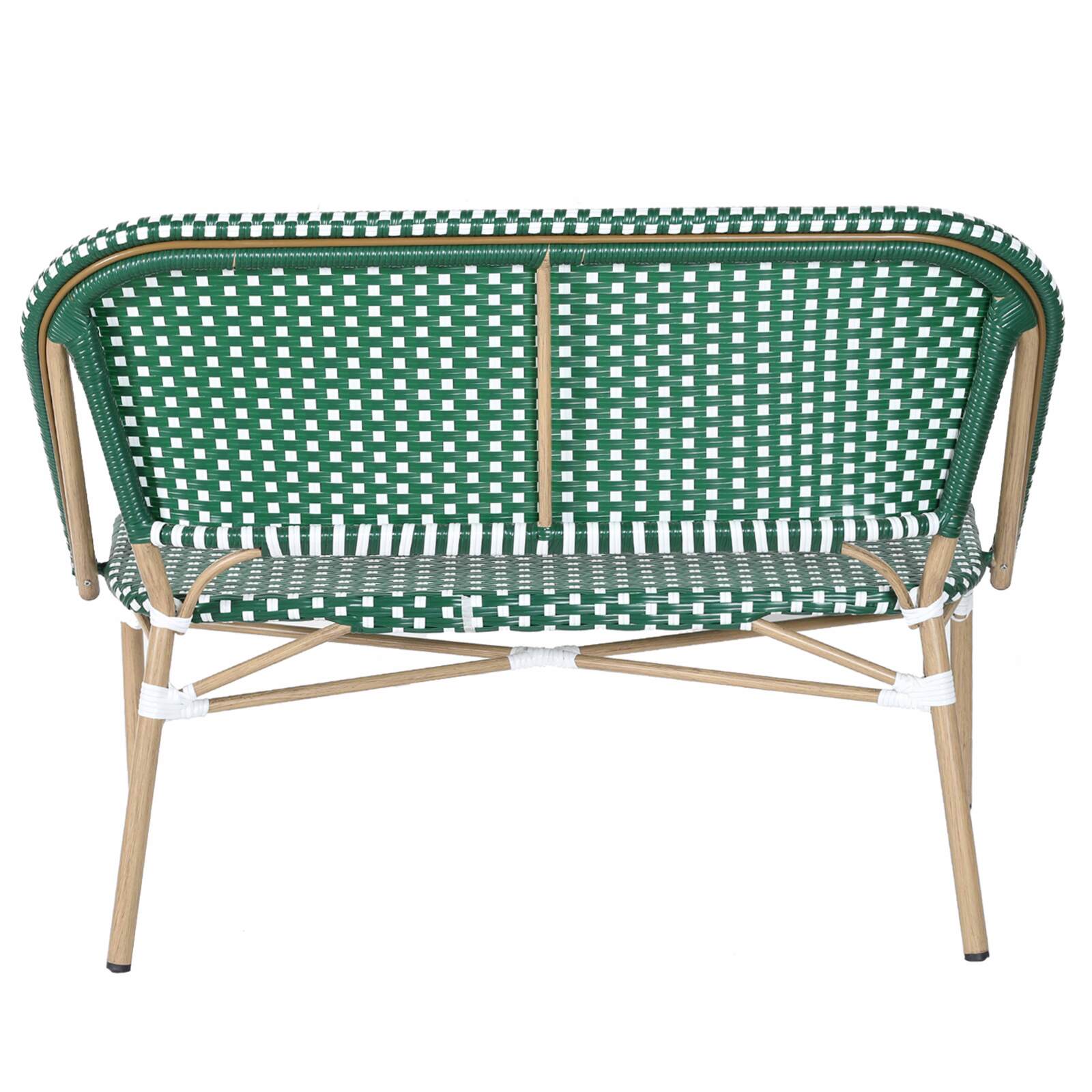 Gartenbank aus Aluminium und synthetischem Rattan  Gartenbank aus Aluminium und synthetischem Rattan