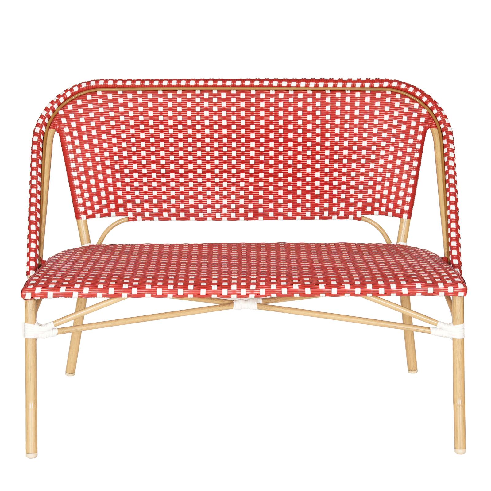 Gartenbank aus Aluminium und synthetischem Rattan  Gartenbank aus Aluminium und synthetischem Rattan