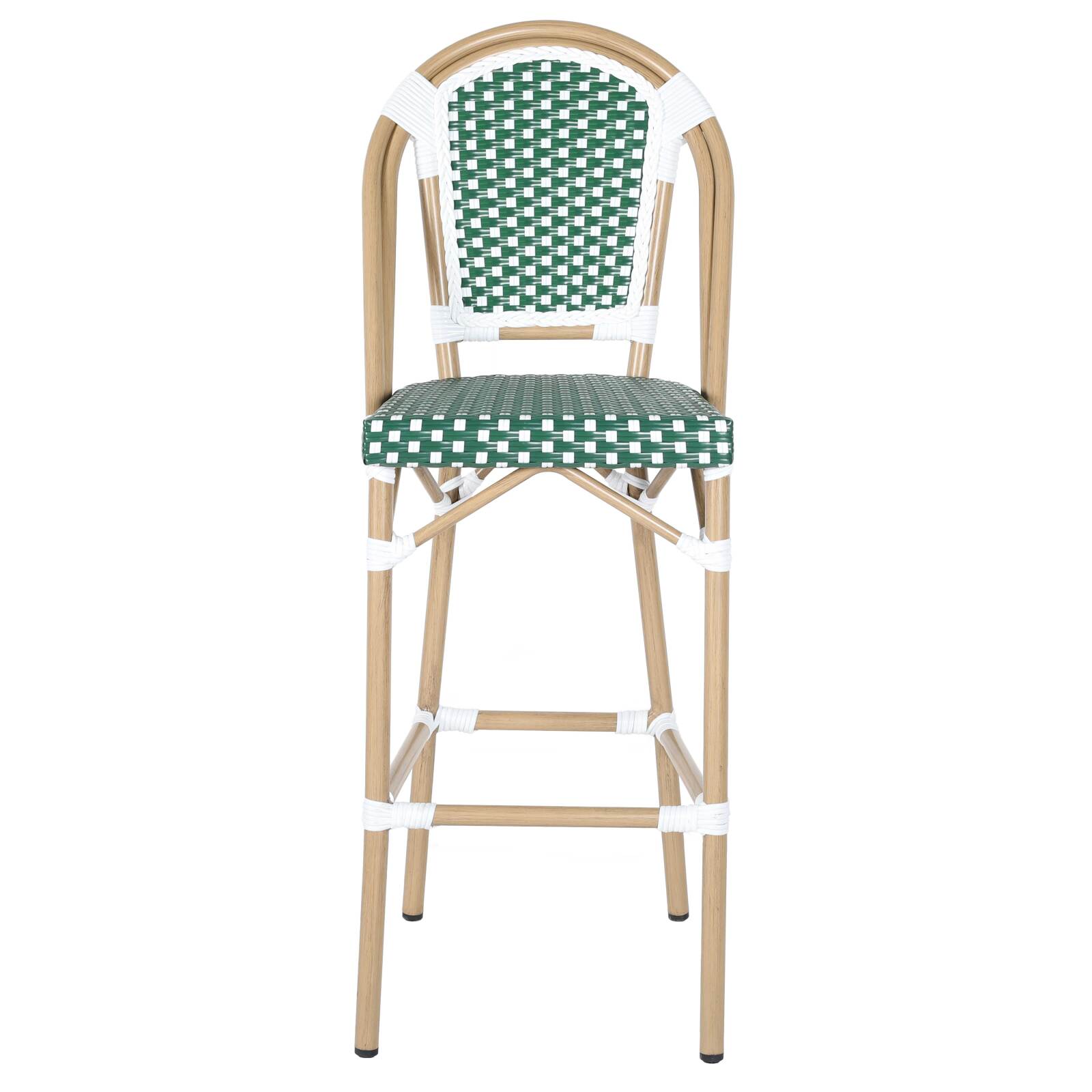 Garten-hochstuhl aus Aluminium und synthetischem Rattan  Garten-hochstuhl aus Aluminium und synthetischem Rattan