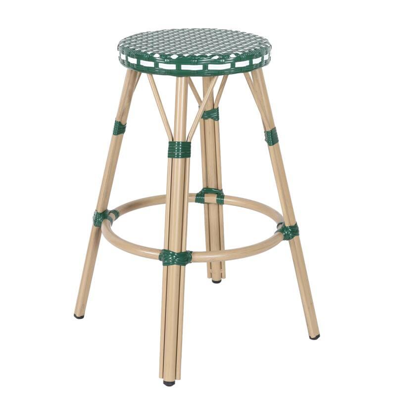 Schemel für die Bar aus aluminium und synthetischem Rattan 