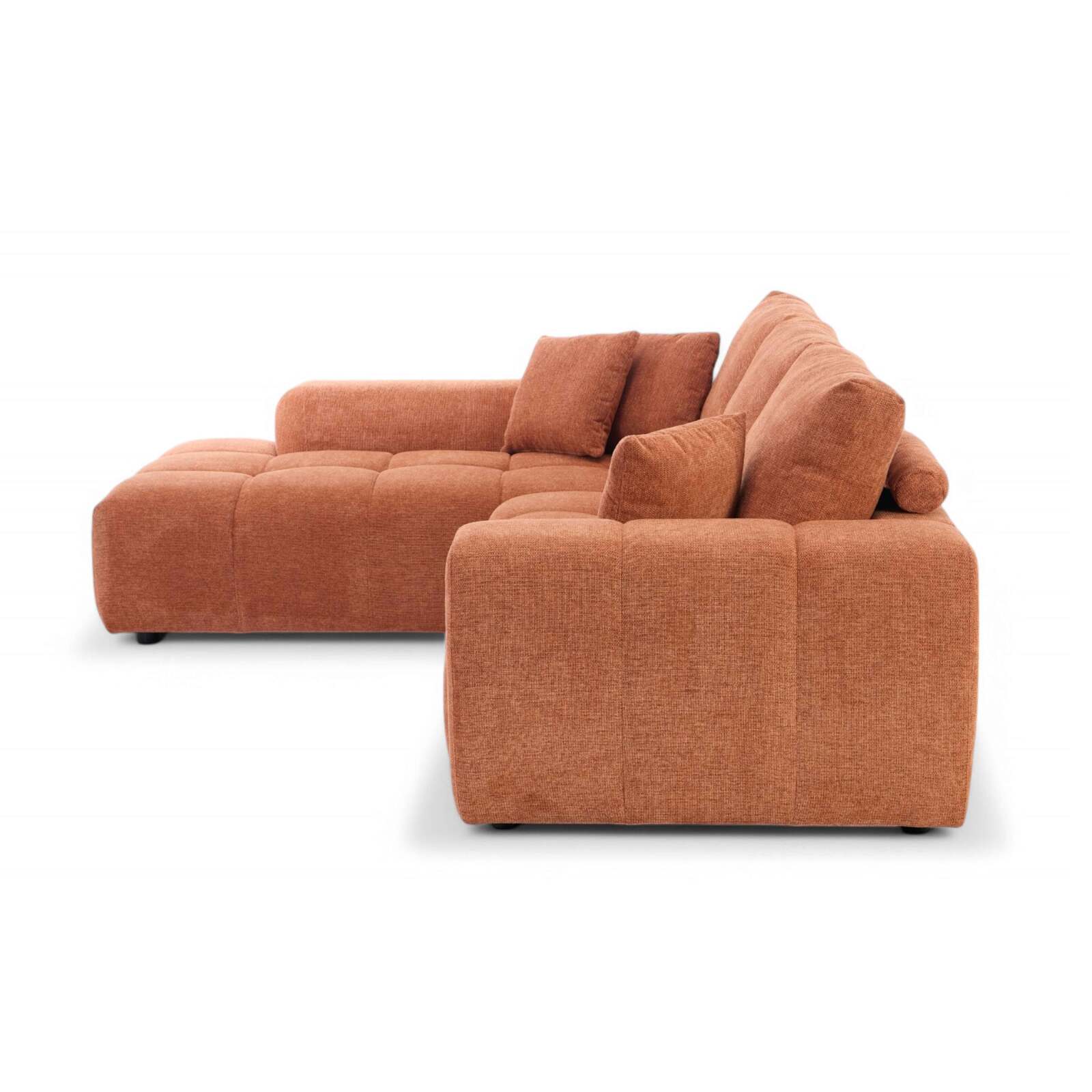 Ecksofa mit Chaiselongue links aus geripptem 3-Sitzer-Polyester