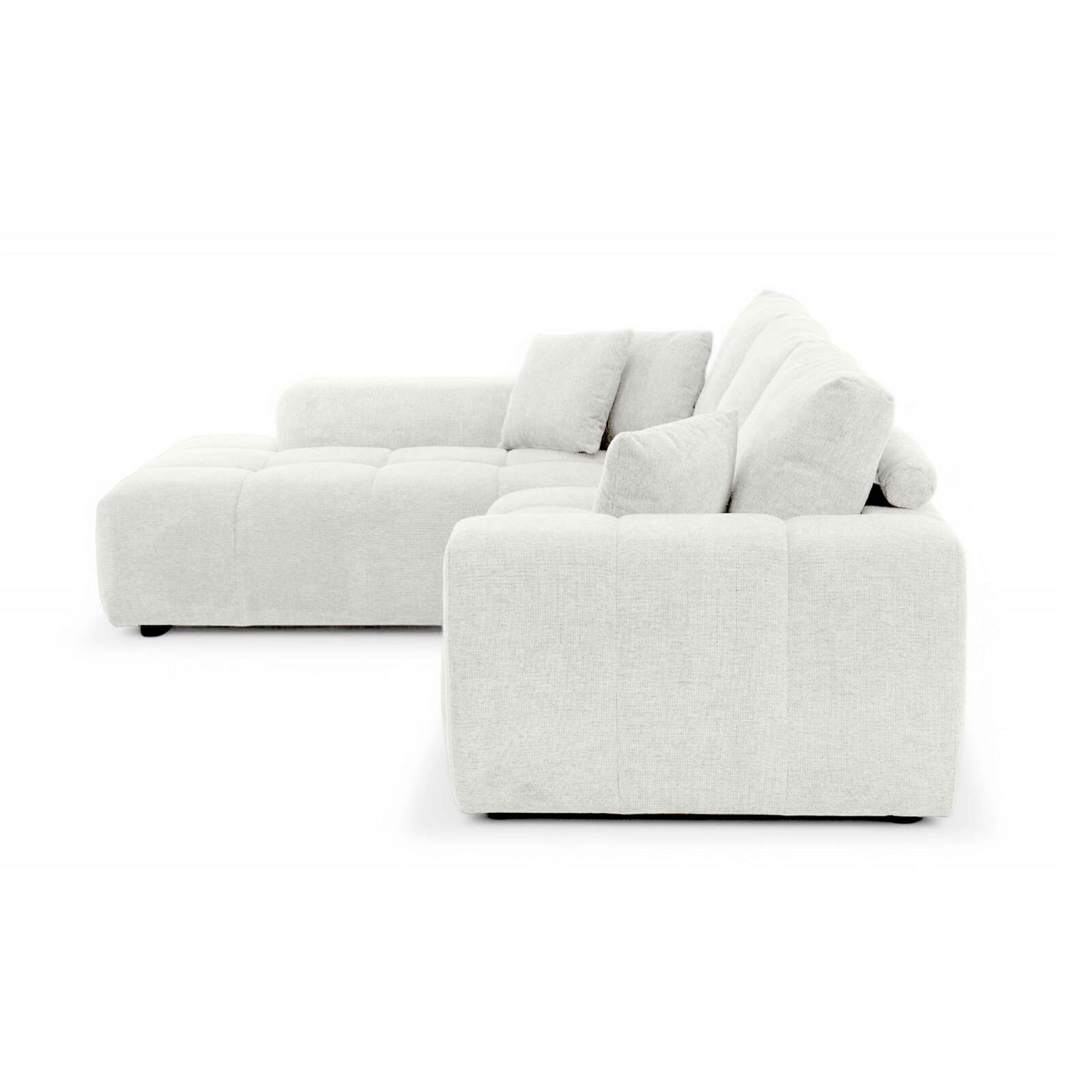 Ecksofa mit Chaiselongue links aus geripptem 3-Sitzer-Polyester