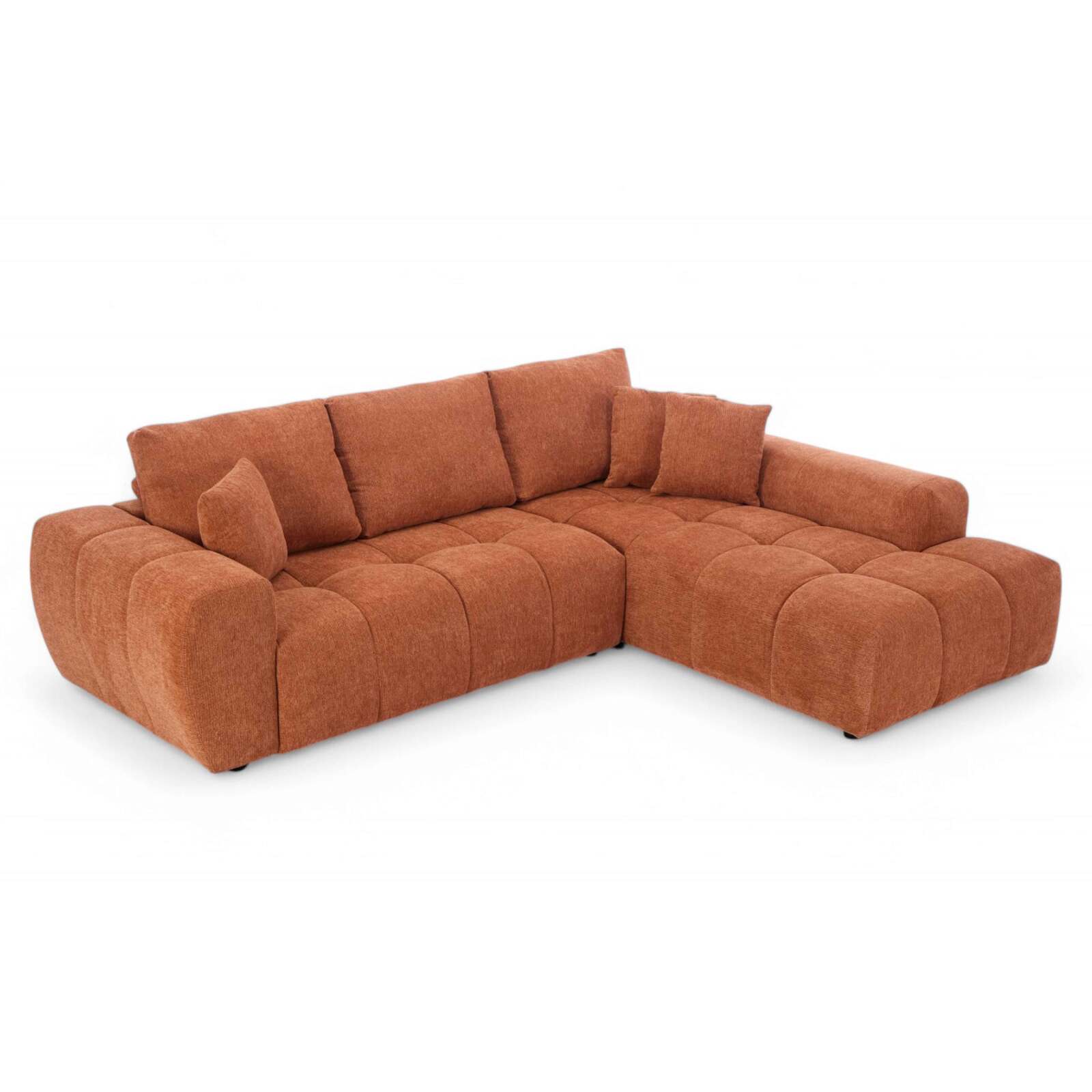 Ecksofa mit gerader Chaiselongue aus geripptem 3-Sitzer-Polyester
