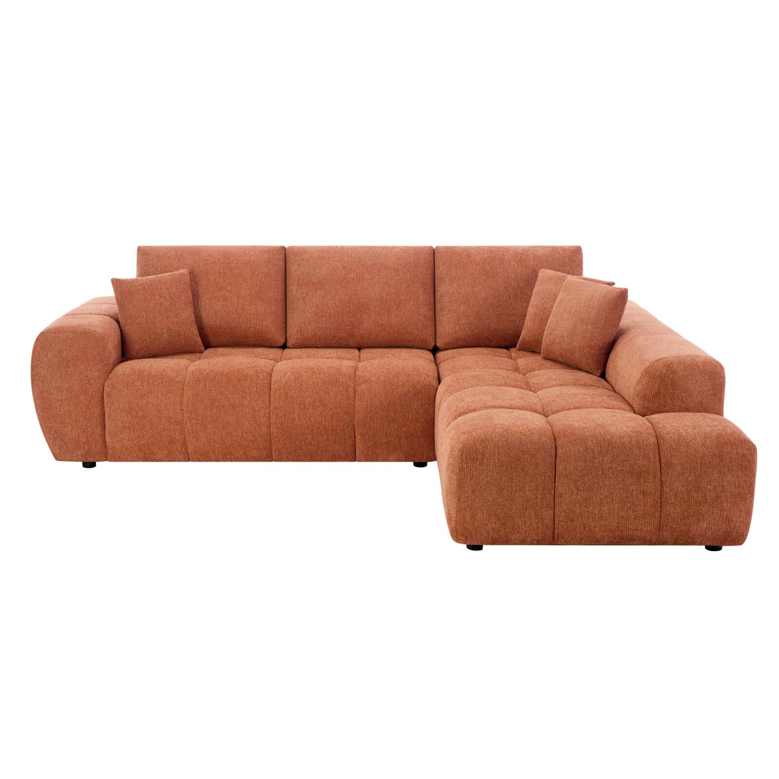 Ecksofa mit gerader Chaiselongue aus geripptem 3-Sitzer-Polyester