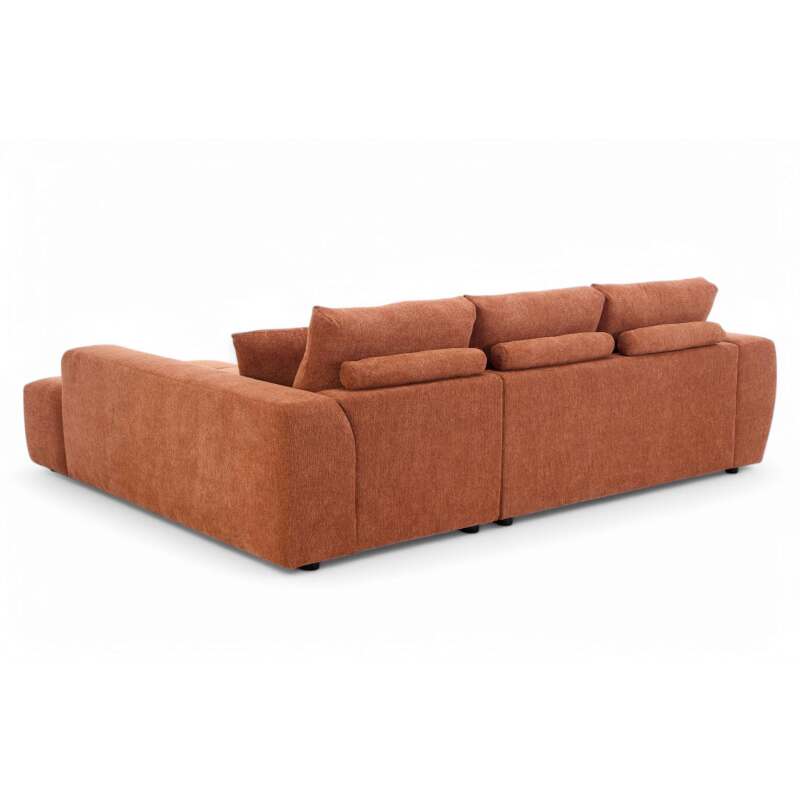 Ecksofa mit gerader Chaiselongue aus geripptem 3-Sitzer-Polyester