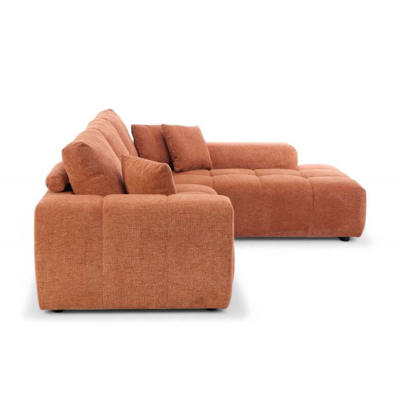Ecksofa mit gerader Chaiselongue aus geripptem 3-Sitzer-Polyester