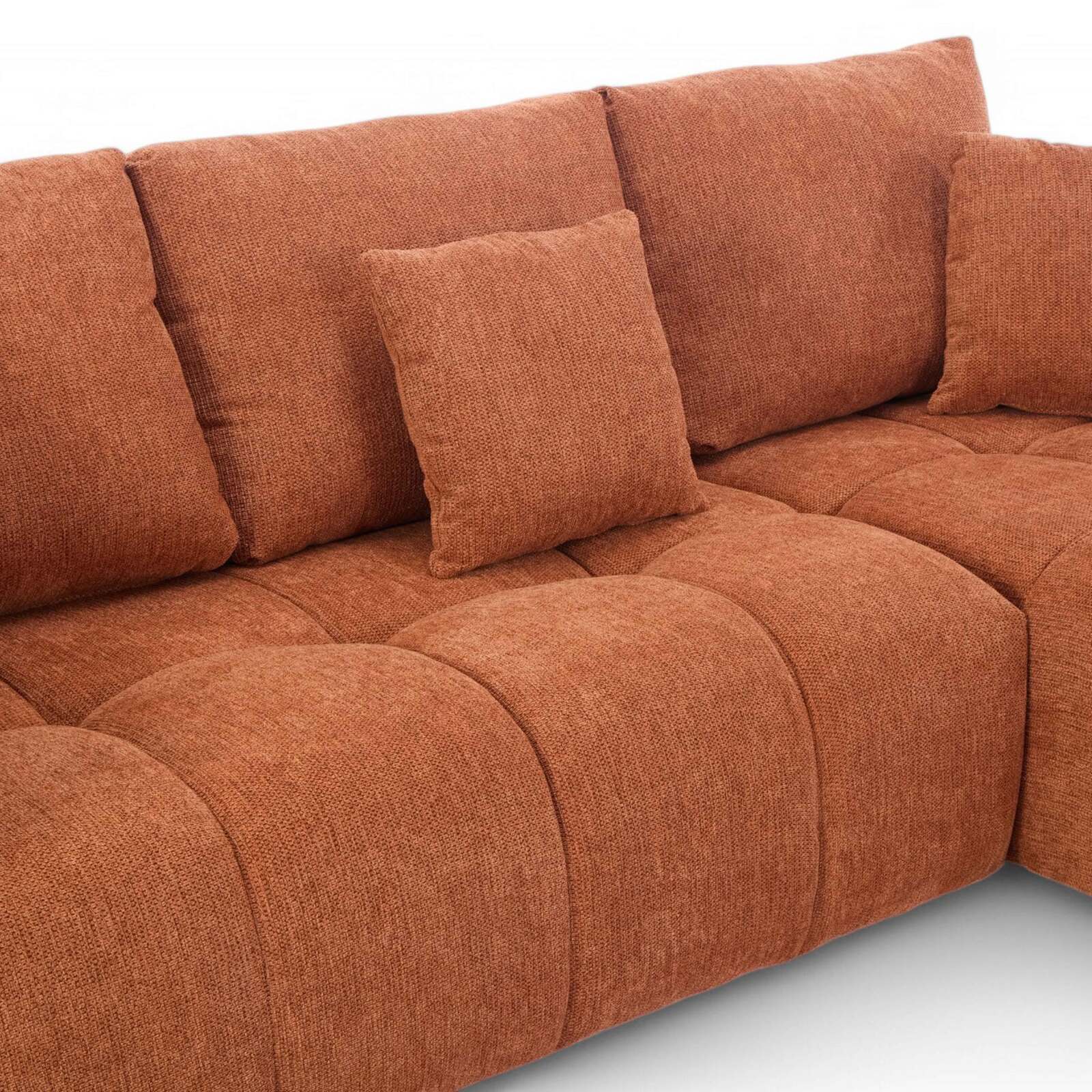 Ecksofa mit gerader Chaiselongue aus geripptem 3-Sitzer-Polyester