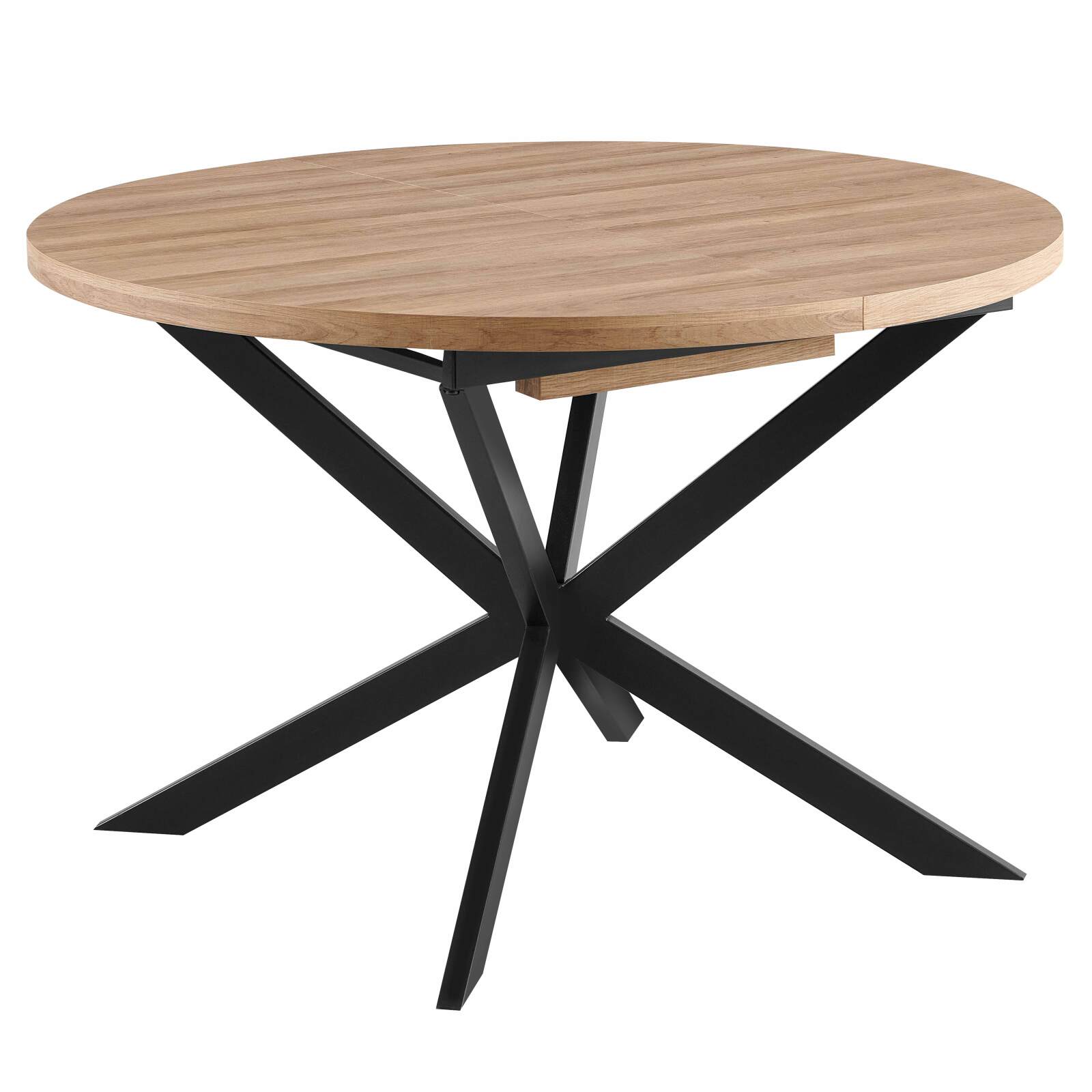 Esstisch Rund (Ø120/160 x 75,5 cm) aus MDF mit Aluminiumfolie 