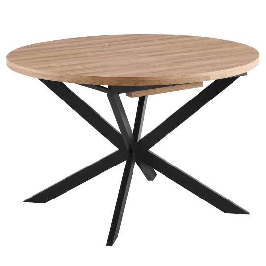 Esstisch Rund (Ø120/160 x 75,5 cm) aus MDF mit Aluminiumfolie