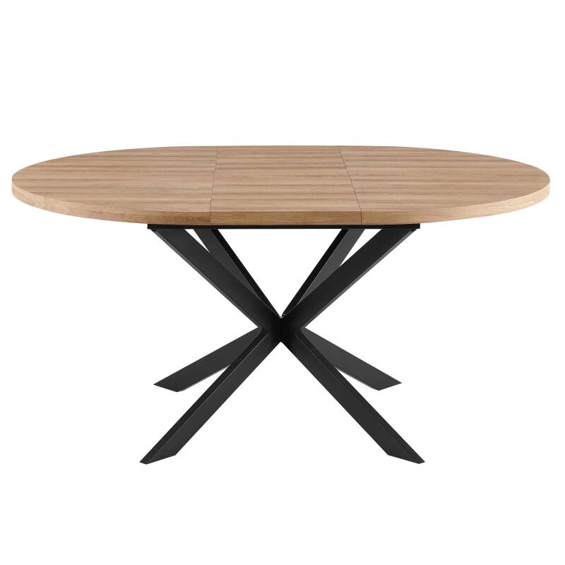 Esstisch Rund (Ø120/160 x 75,5 cm) aus MDF mit Aluminiumfolie 