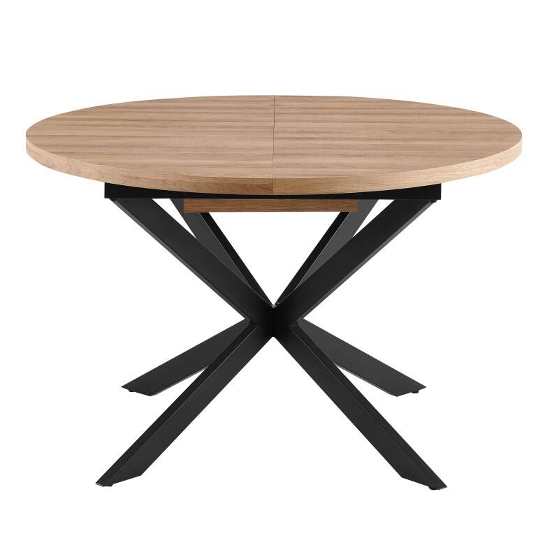 Esstisch Rund (Ø120/160 x 75,5 cm) aus MDF mit Aluminiumfolie 