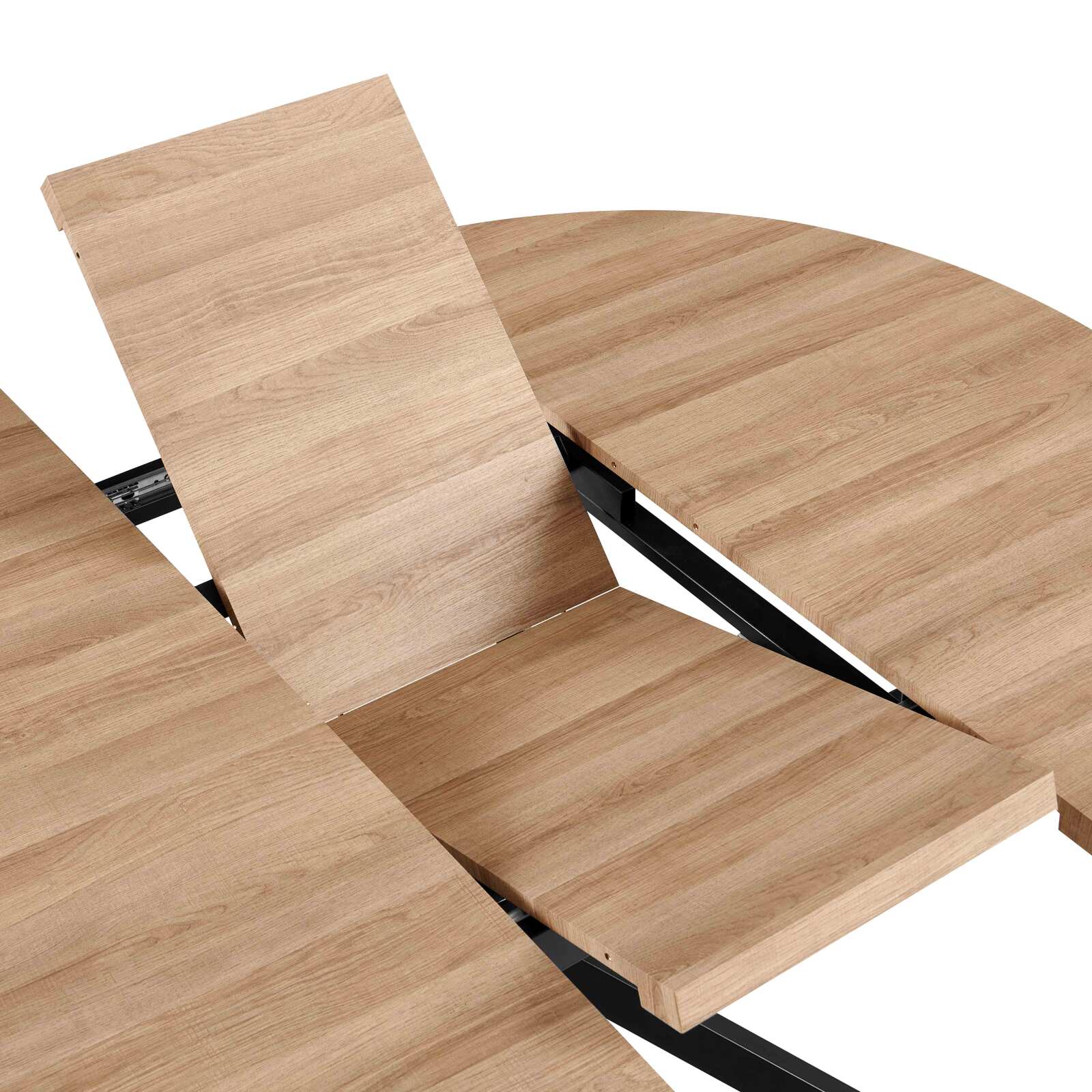 Esstisch Rund (Ø120/160 x 75,5 cm) aus MDF mit Aluminiumfolie 