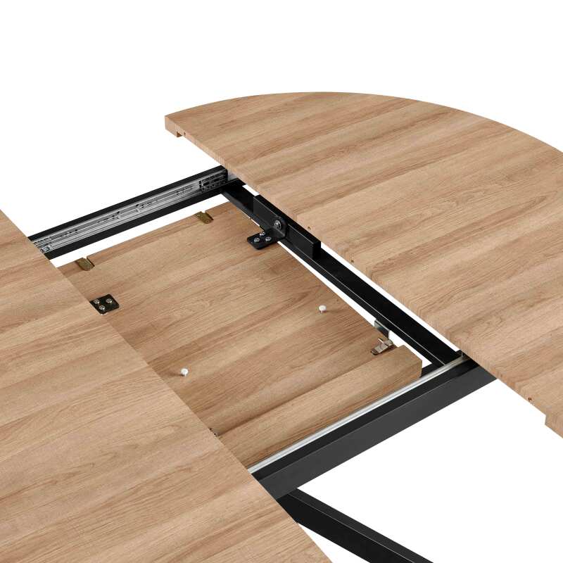 Esstisch Rund (Ø120/160 x 75,5 cm) aus MDF mit Aluminiumfolie 