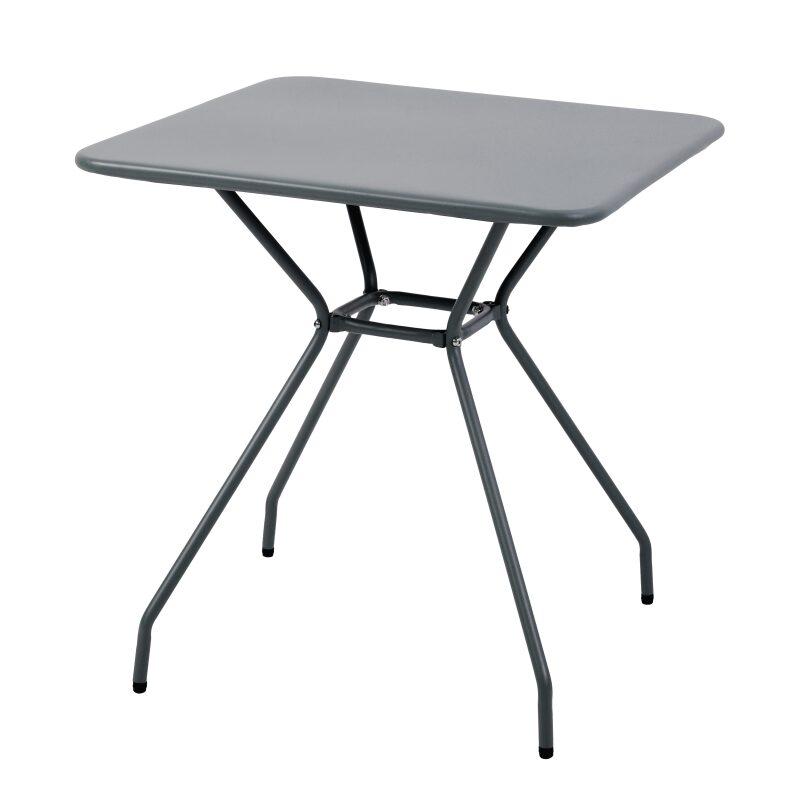 Gartentisch Quadratisch 70 x 70 x 73 cm und 2 Stühle mit Metallarmlehnen  