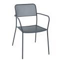 Gartentisch Quadratisch 70 x 70 x 73 cm und 2 Stühle mit Metallarmlehnen
