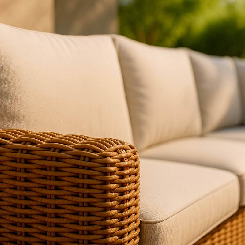 Ecksofa-Gartenlounge-Set mit 5 Sitzplätzen aus geflochtenem Kunstharz