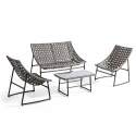 Gartenlounge-Set aus Kunstharz für 4 Personen mit einem Sofa, 2 Sesseln und einem Couchtisch 