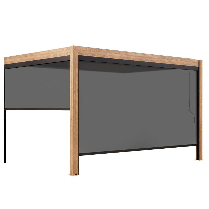 Bioklimatische Anbaupergola 4x3m aus Aluminium in Holzoptik mit 1, 2 oder 3 Jalousien