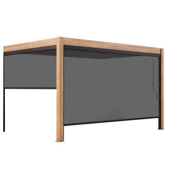 Bioklimatische Anbaupergola 4x3m aus Aluminium in Holzoptik mit 1, 2 oder 3 Jalousien