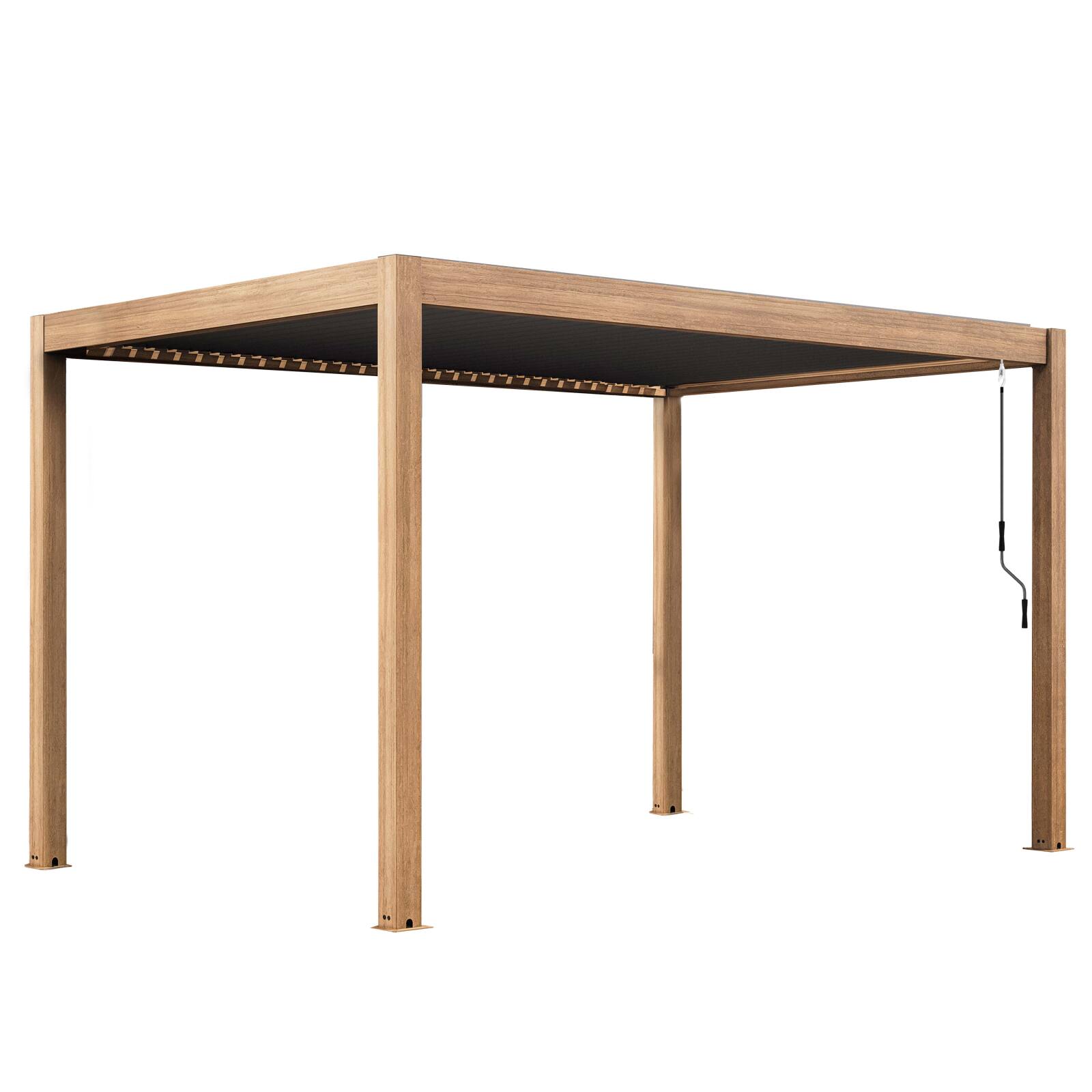 Selbsttragende bioklimatische Pergola 4x3 m aus Aluminium in Holzoptik