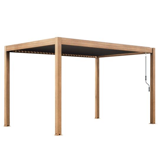 Selbsttragende bioklimatische Pergola 4x3 m aus Aluminium in Holzoptik