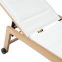 Set mit 2 Sonnenliegen aus Aluminium in Holzoptik mit Rädern und 5-fach verstellbarer Liegefläche