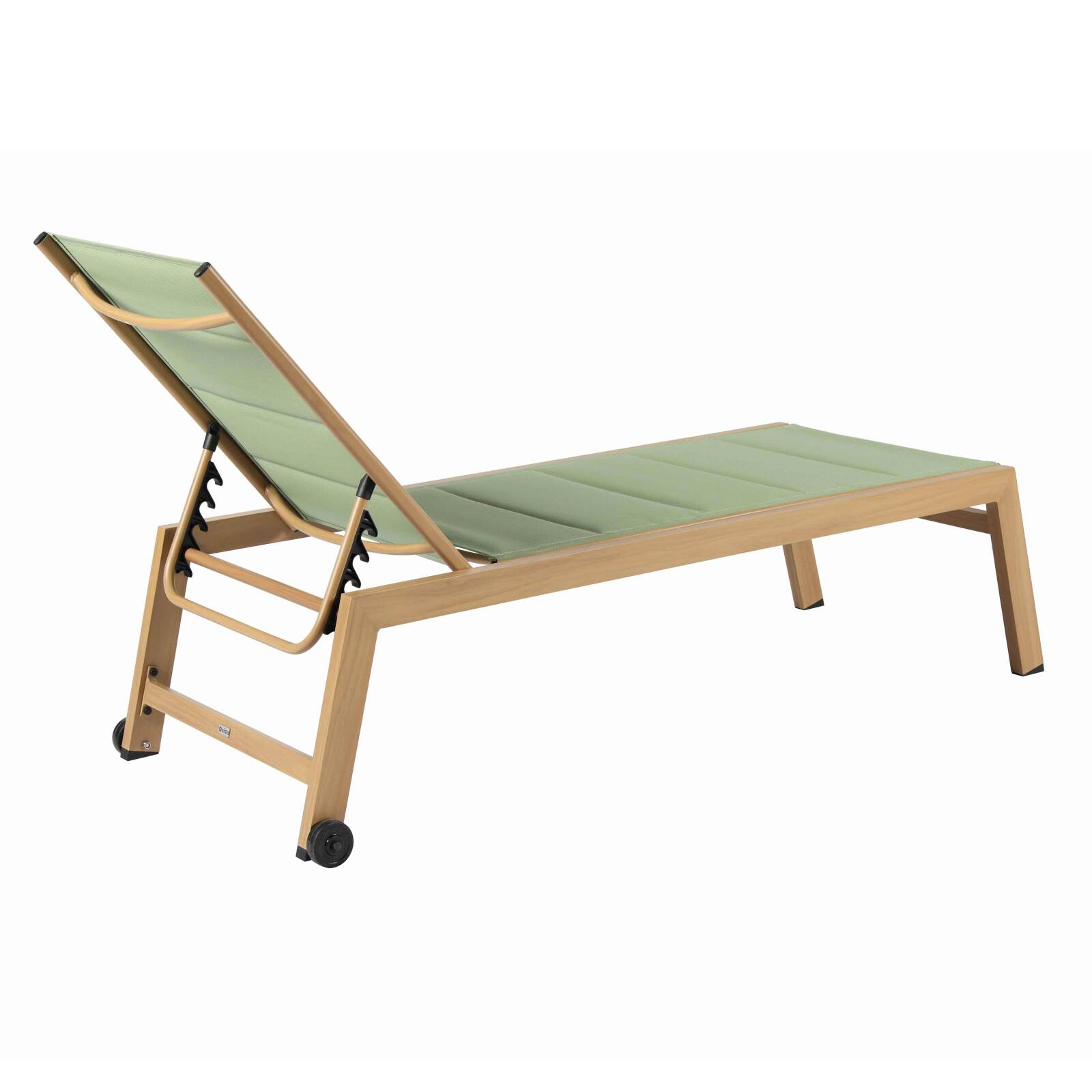 Set mit 2 Sonnenliegen aus Aluminium in Holzoptik mit Rädern und 5-fach verstellbarer Liegefläche