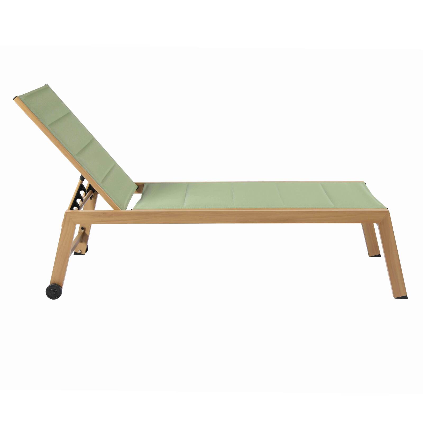 Set mit 2 Sonnenliegen aus Aluminium in Holzoptik mit Rädern und 5-fach verstellbarer Liegefläche