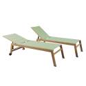 Set mit 2 Sonnenliegen aus Aluminium in Holzoptik mit Rädern und 5-fach verstellbarer Liegefläche