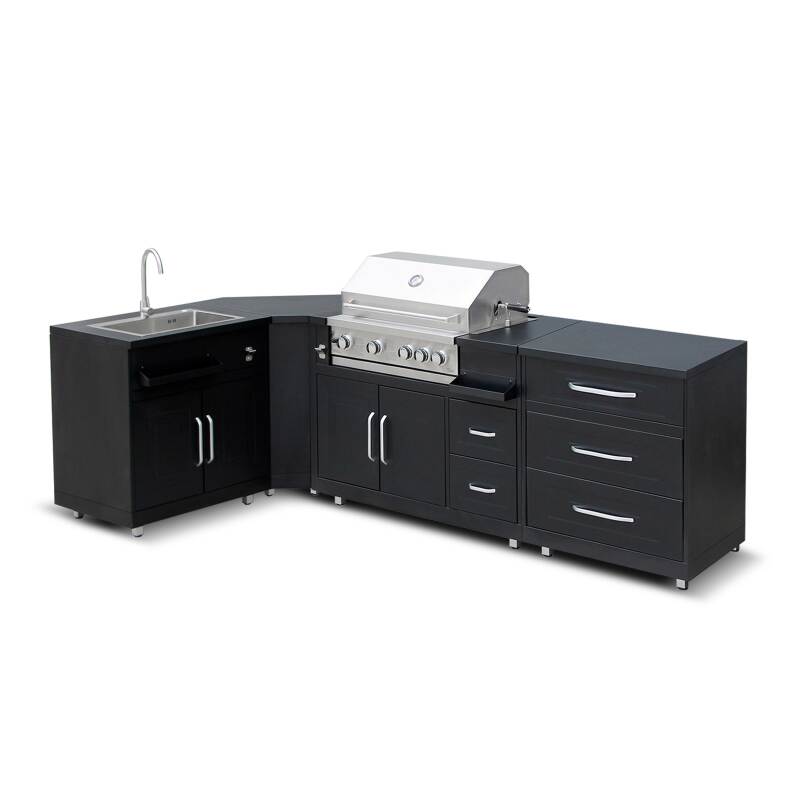 4-Element-Außenküche aus Stahl mit Grill