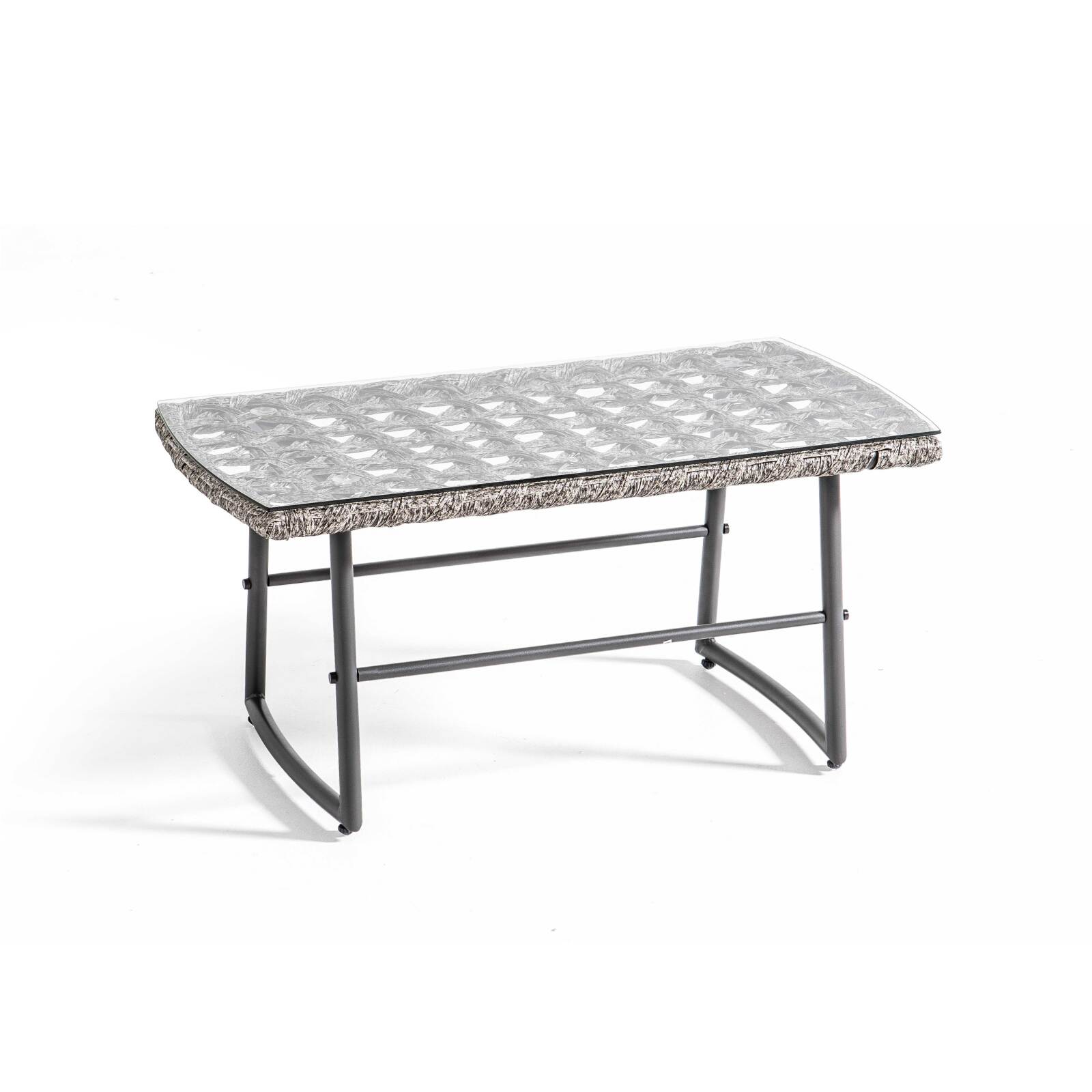 Gartenlounge-Set aus Kunstharz für 4 Personen mit einem Sofa, 2 Sesseln und einem Couchtisch Gartenlounge-Set aus Kunstharz für 4 Personen mit einem Sofa, 2 Sesseln und einem Couchtisch