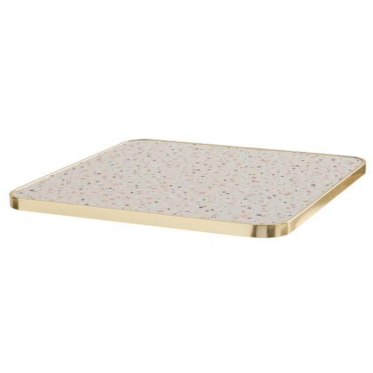 Quadratische Tischplatte aus Sperrholz mit Laminatbeschichtung und Aluminiumkanten 60 x 60 cm