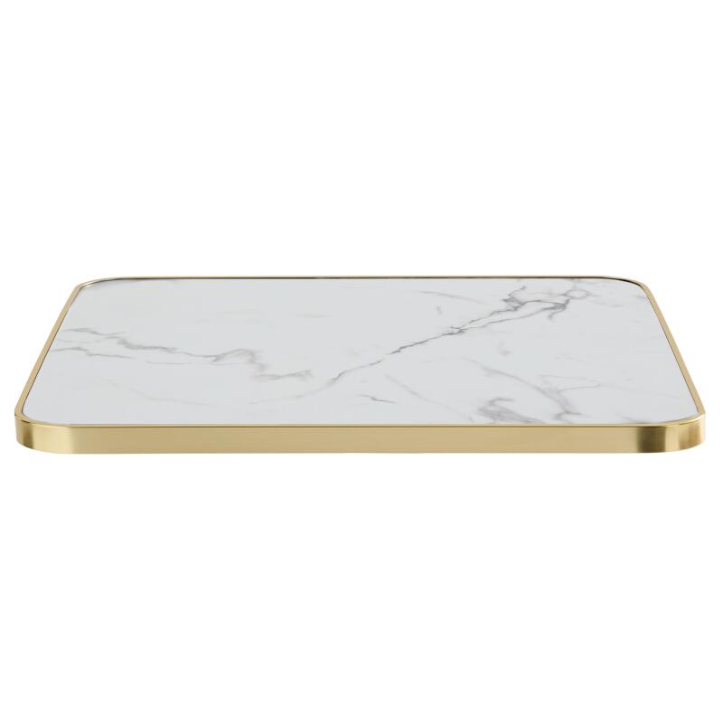 Quadratische Tischplatte aus Sperrholz mit Laminatbeschichtung und Aluminiumkanten 60 x 60 cm