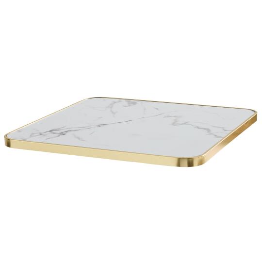 Quadratische Tischplatte aus Sperrholz mit Laminatbeschichtung und Aluminiumkanten 60 x 60 cm | Oviala