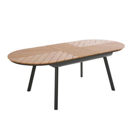 Ausziehbarer Gartentisch rechteckiger (180/220 x 100 x 76 cm) aus Aluminium und Polyholz
