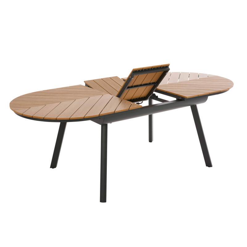 Ausziehbarer Gartentisch rechteckiger (180/220 x 100 x 76 cm) aus Aluminium und Polyholz 