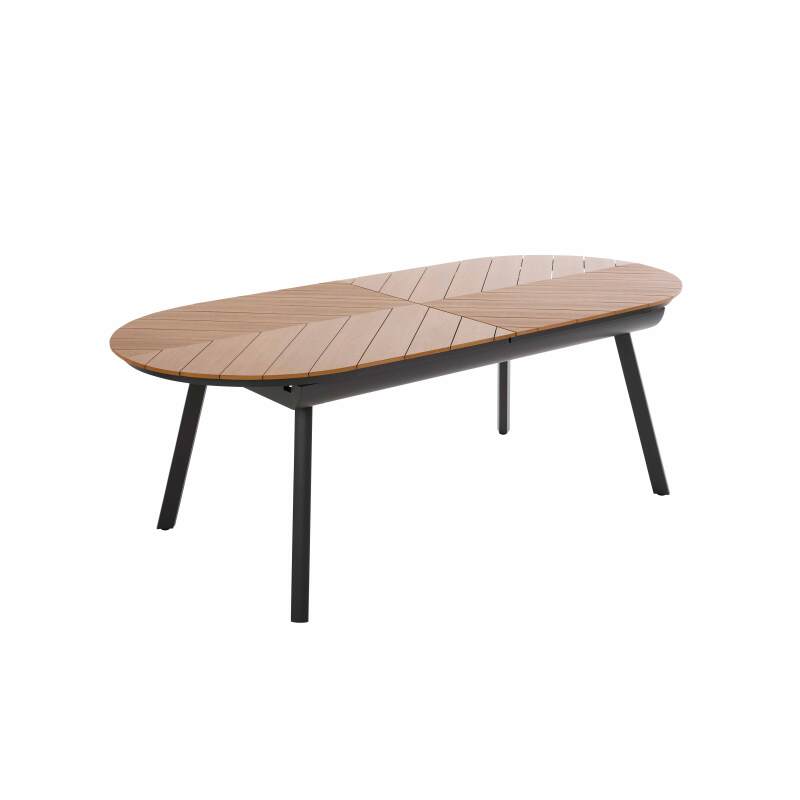 Ausziehbarer Gartentisch rechteckiger (220/280 x 100 x 76 cm) aus Aluminium und Polyholz