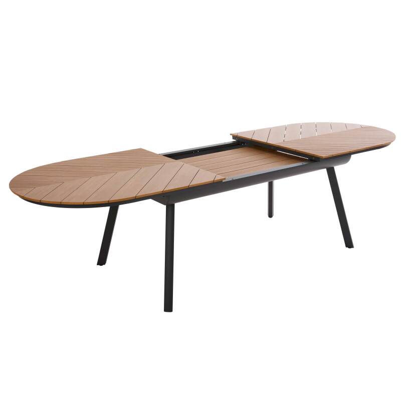 Ausziehbarer Gartentisch rechteckiger (220/280 x 100 x 76 cm) aus Aluminium und Polyholz